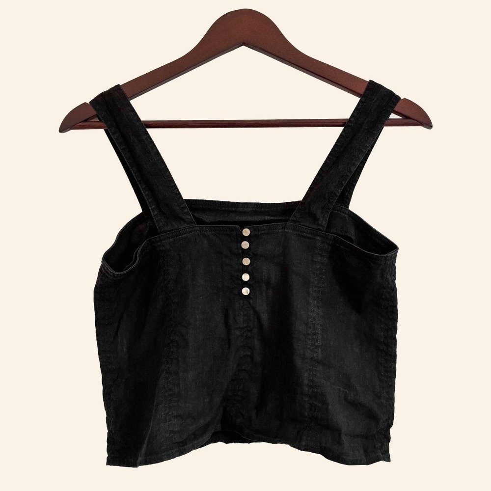Vince Black Linen Button-Back Crop Top Size 4